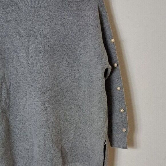 Zara Knits Sweater Grey  Pearls Sleeves Tunic Length Jumper‎ - Picture 8 of 12